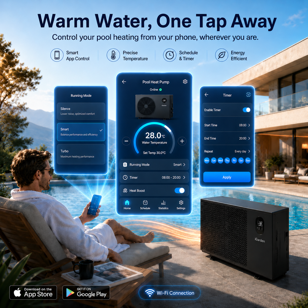 TurboSilence® Full-Inverter Pool Heat Pump