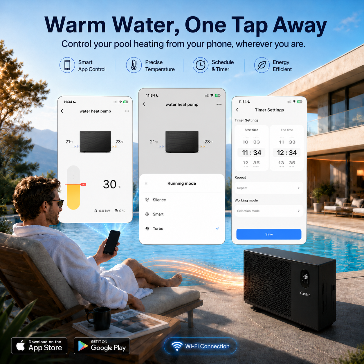 TurboSilence® Full-Inverter Pool Heat Pump